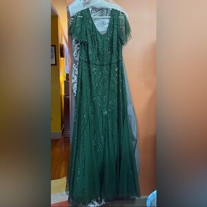 Adrianna Papell Forest Green Maxi Dress